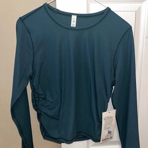 Lululemon Deep Teal Long-Sleeve Ruched Side Tee